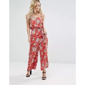 ASOS Yumi Petite Red Floral Jumpsuit
